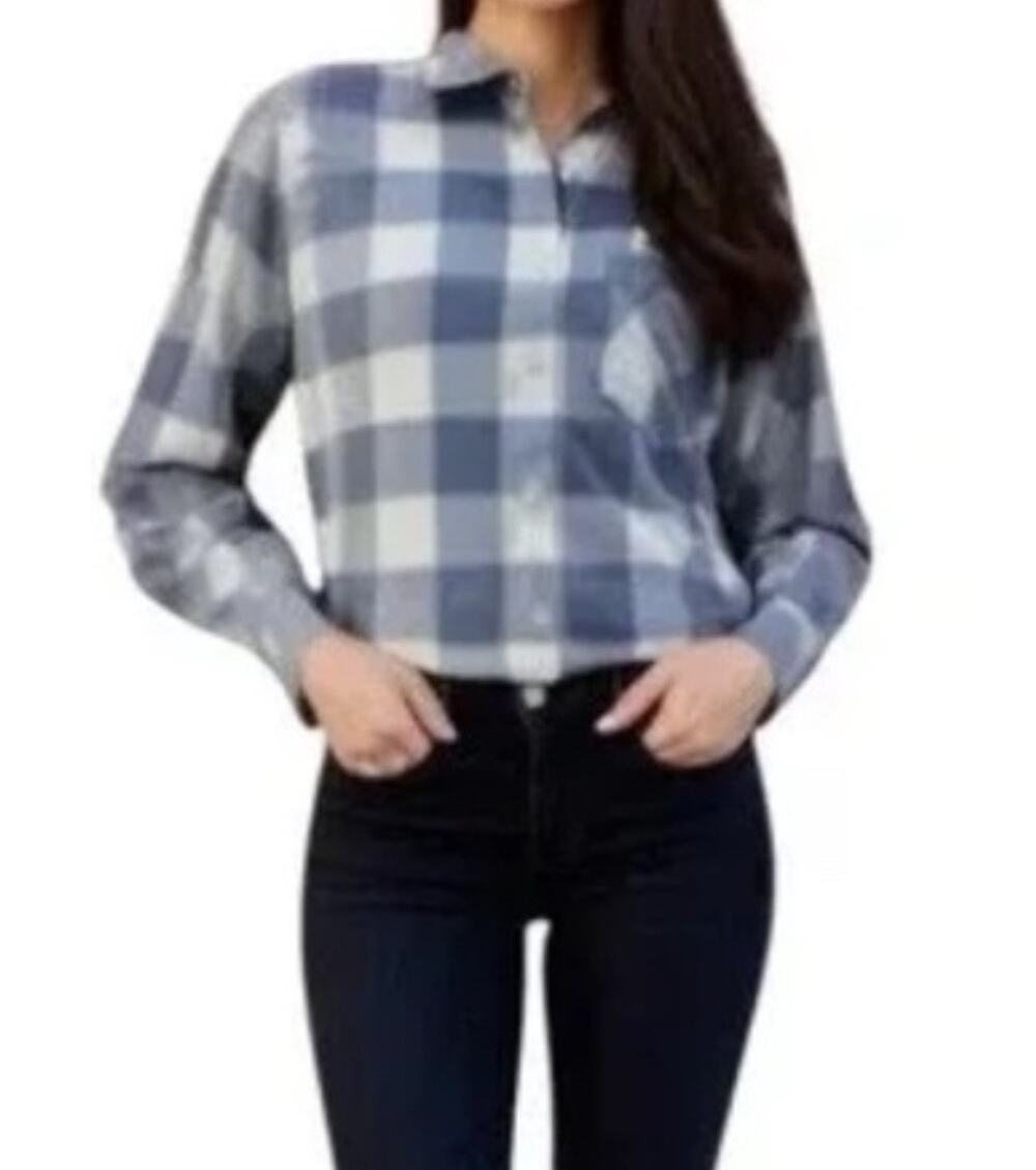 Untuckit · Womens Size 4 · Volnay Plaid Button-Up Shirt · Blue/White · New